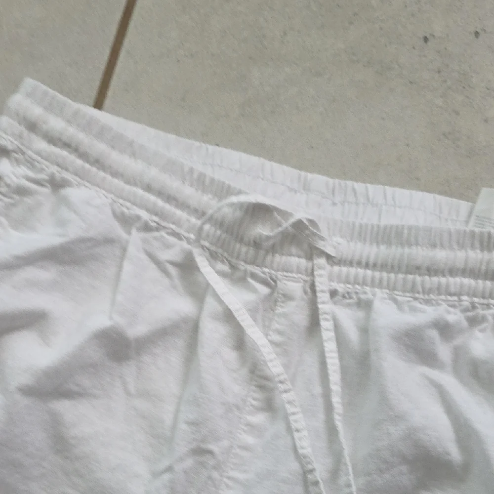 H&M Linen Blend Pants Size Medium Lightweight Neutral Casual Trousers - Picture 4 of 7